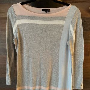 THE LIMITED GRAY BLUE PINK PASTEL THIN 3/4 SLEEVE Sweater SIZE M